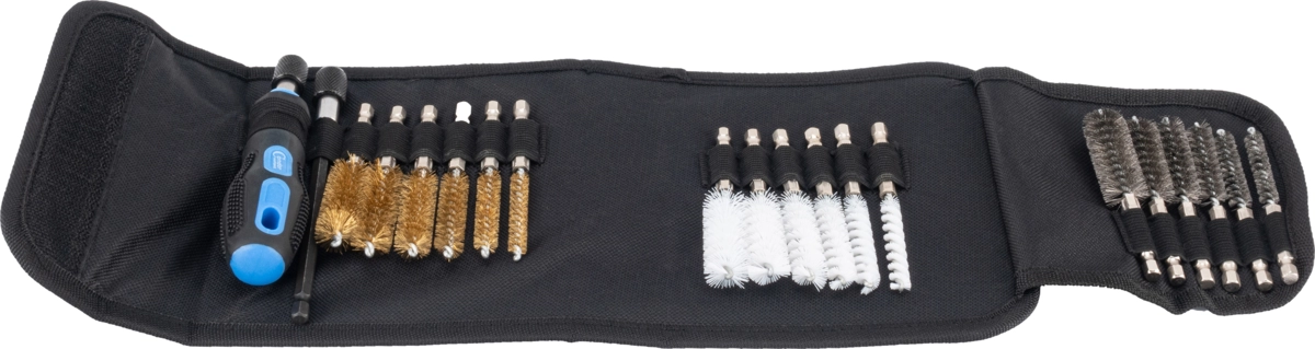 Cylindriska Borstar Set, 20 delar., stål/nylon/mässing, ø 8-19 mm