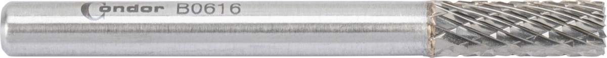 HM-Frässtift, Zylinder mit Stirnverzahnung (B), kreuzverzahnt, ø 6 mm