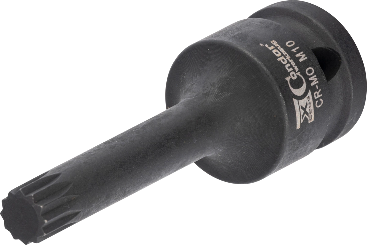 Krafthylsbit, 1/2", spline M10x78 mm