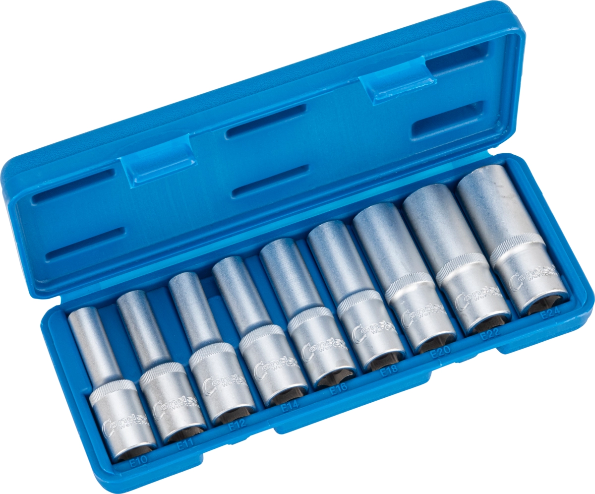 Deep Socket Set, 9 pcs., 1/2", tx-star E10-24