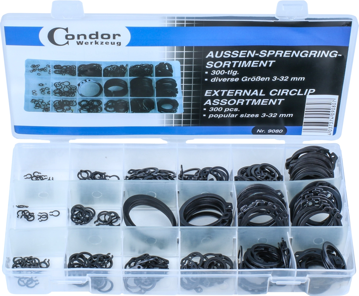 Assortiment de joncs, 300 pièces, joncs extérieurs 3-32 mm