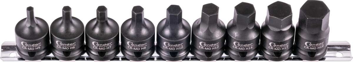 Serie 9 bussole impact 1/2" con inserto esagonale 4-19 mm
