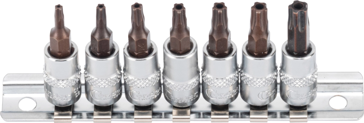 Socket Bit Set, xcess perf., 7 pcs., 1/4", 5-Star Tamperproof TS10-40