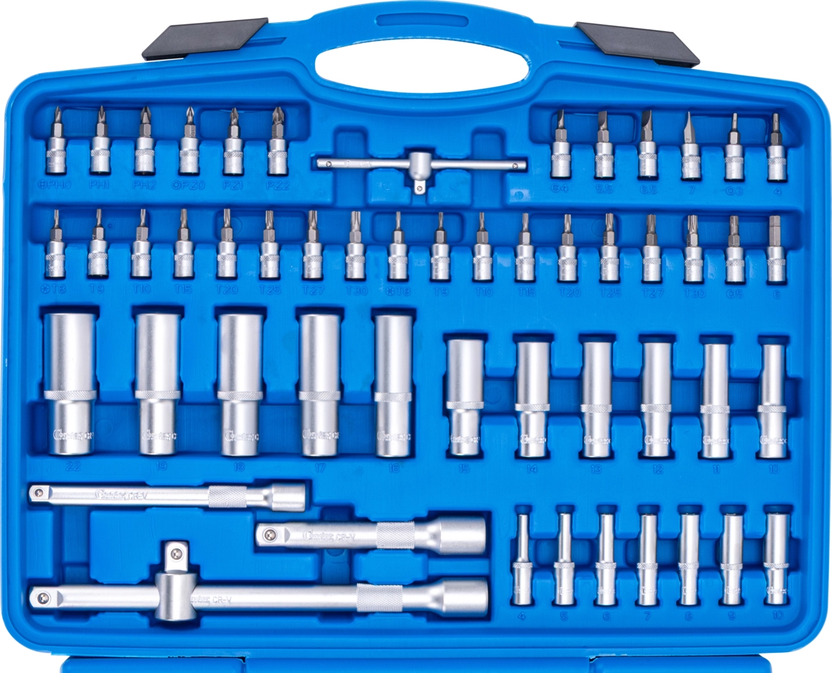 Steckschlüssel-Satz, 191-tlg., 1/4+3/8+1/2", 6-kant 4-32 mm