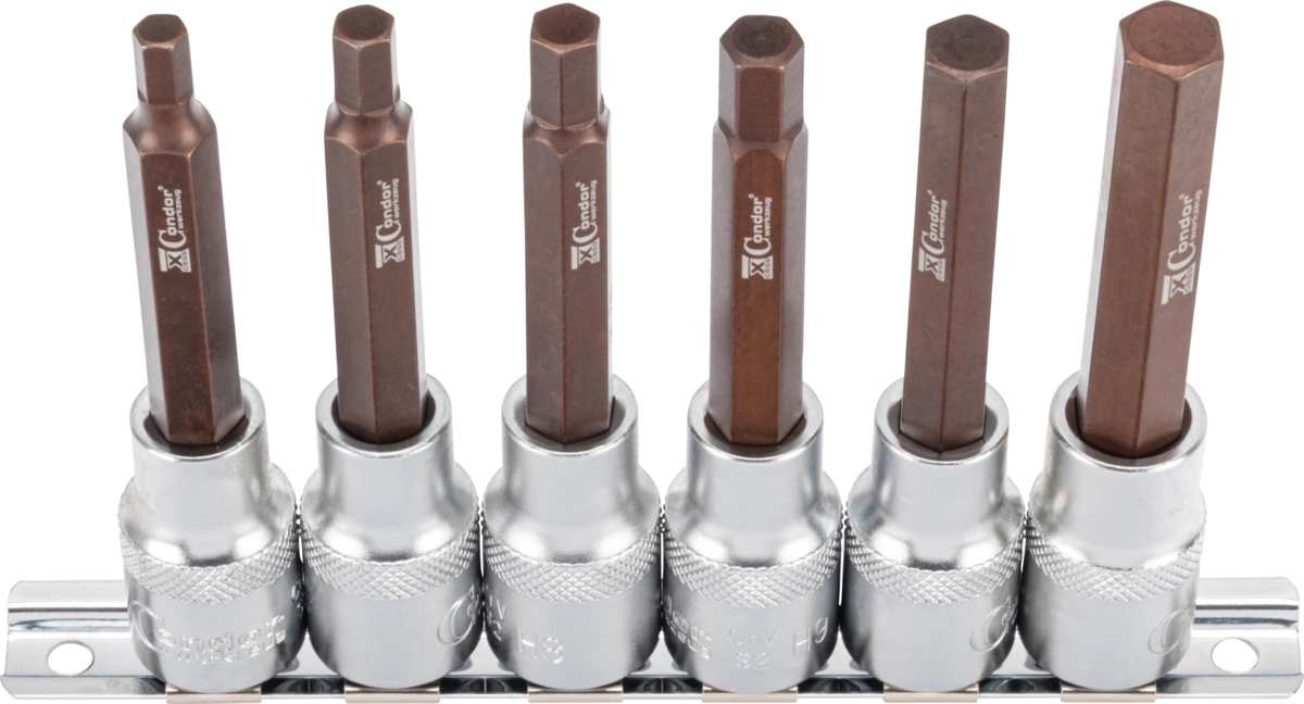 Socket Bit Set, xcess performance, 6 pcs., 1/2", hexagon 6-12 mm