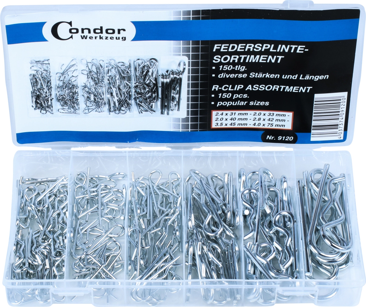 R-Clip Sortiment, 150 delar., 6 storlekar