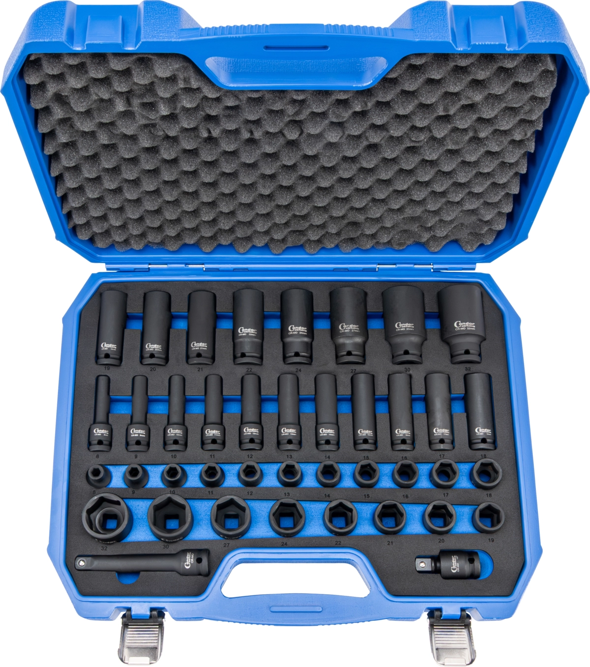 Kraftsteckschlüssel-Satz, 40-tlg., 1/2", CrMo, 6-kant 8-32 mm