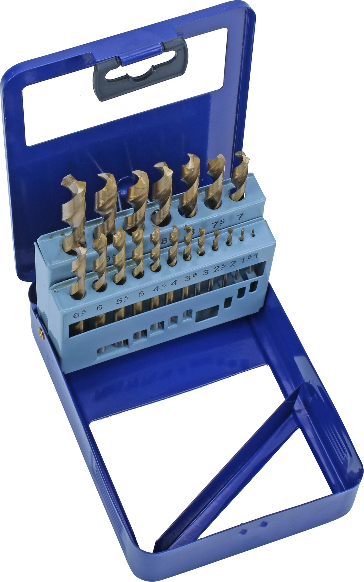 Titanium Coated HSS Twist Drill Set, 19 pcs., 1-10 mm