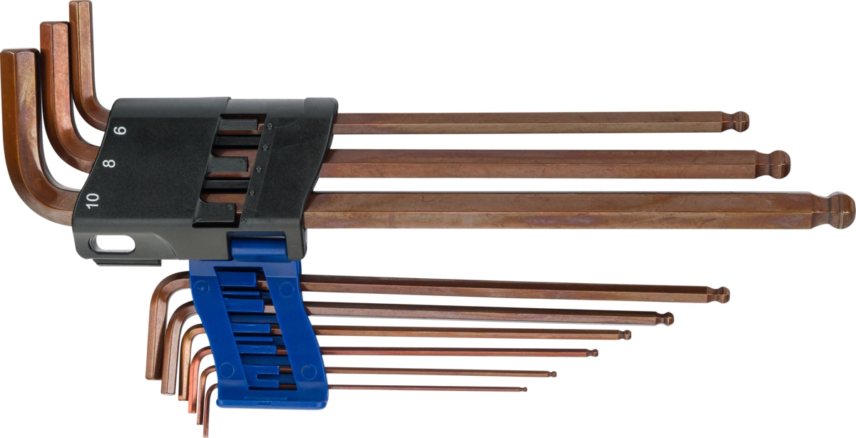 Jeu de clés en L, 9 pièces, longues, six pans creux 1,5-10 mm