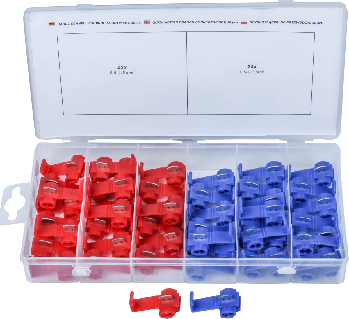 Assortiment de connecteurs rapides pour câbles, 50 pcs.