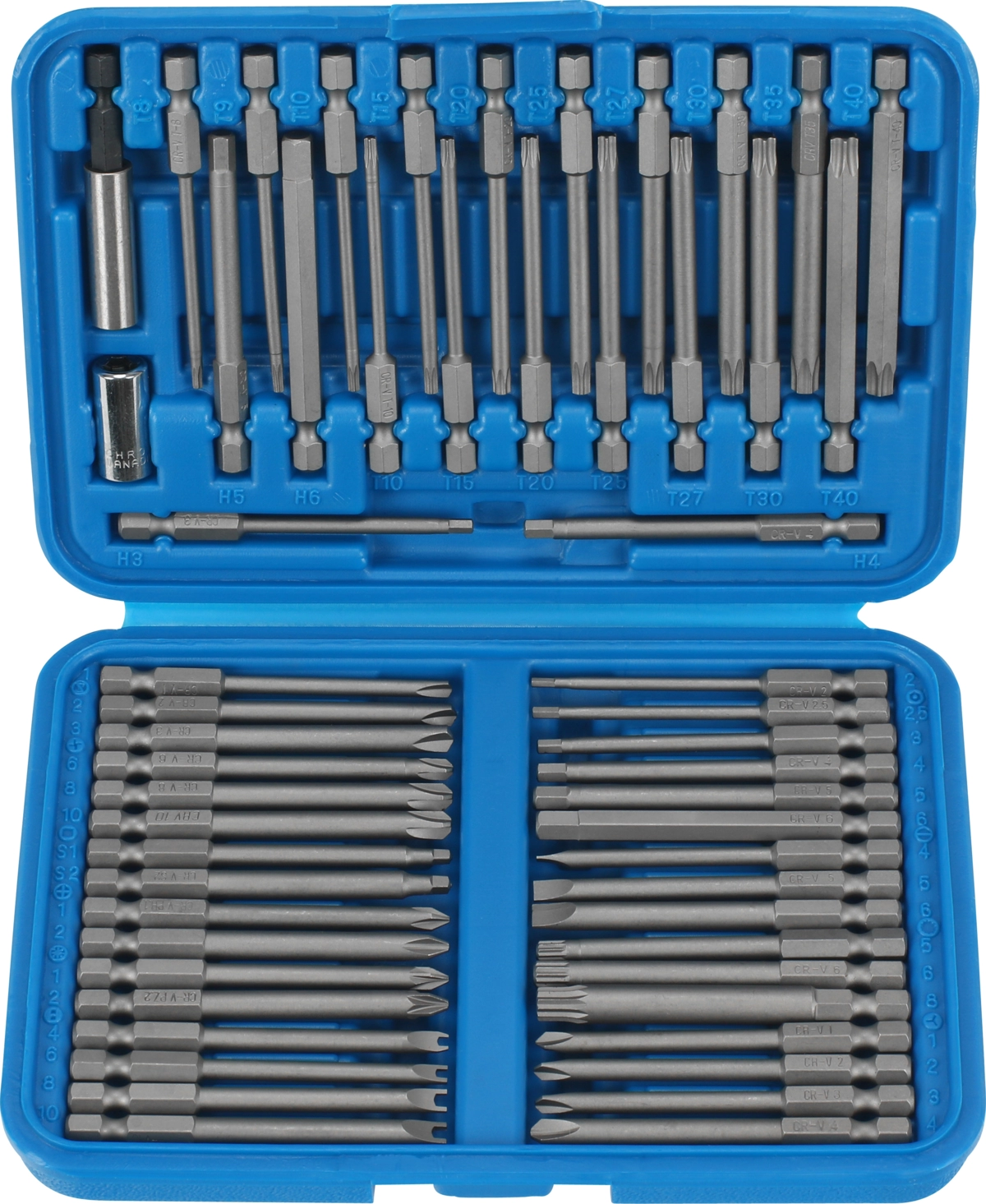 Assortiment d'embouts de sécurité, 55 pièces, 1/4 ", 75 mm