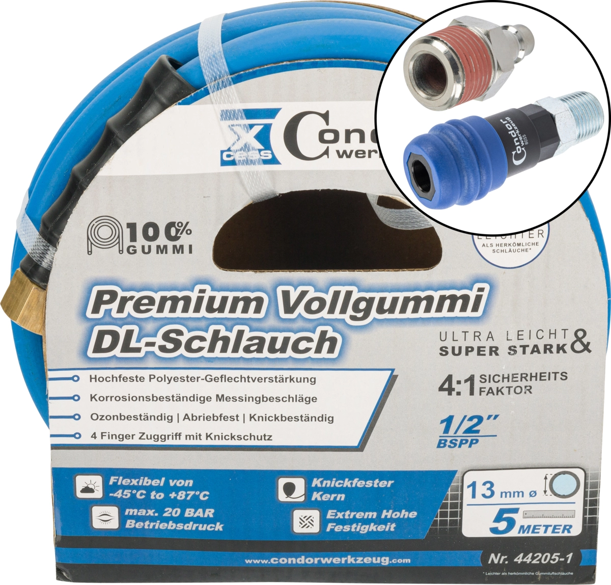 Druckluft-Schlauch, High-End-Voll-Gummi, ø 13 mm x 5 m