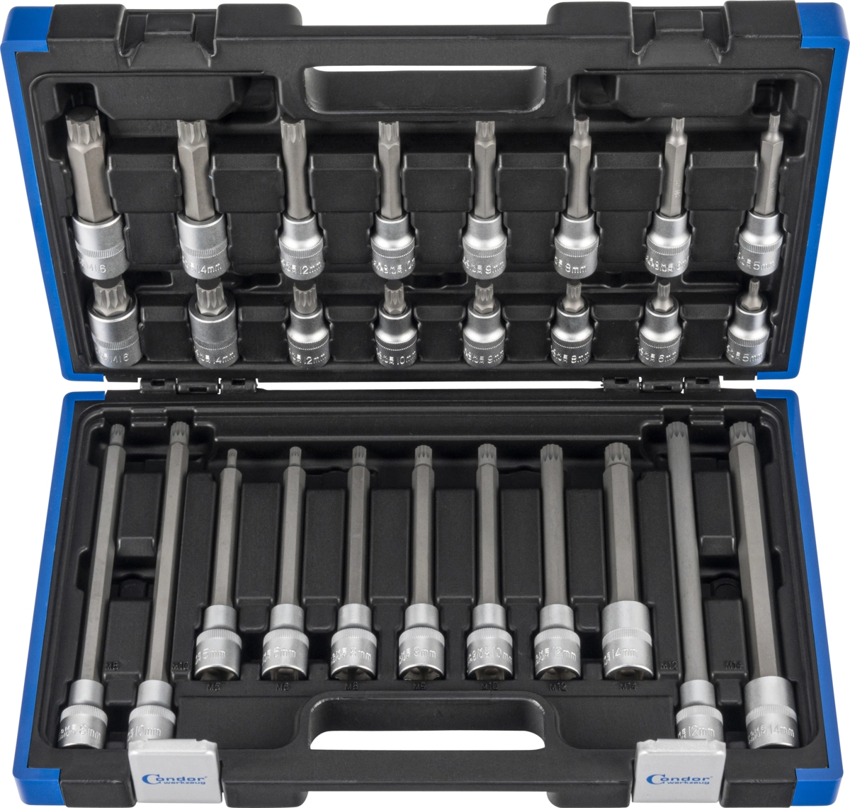 Socket Bit Set, 27 pcs., 1/2", spline M5-16