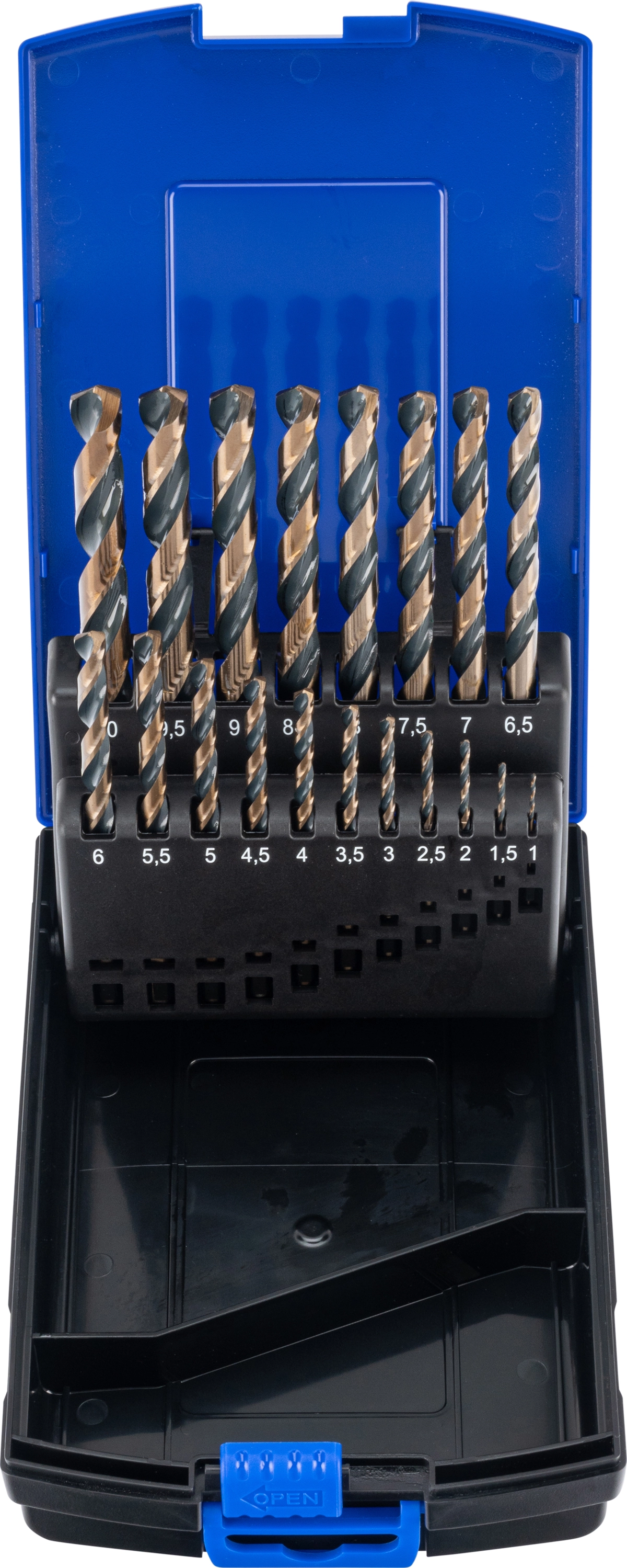 Spiralborr Set, HSS-G svart oxid, 19 delar., 1-10 mm
