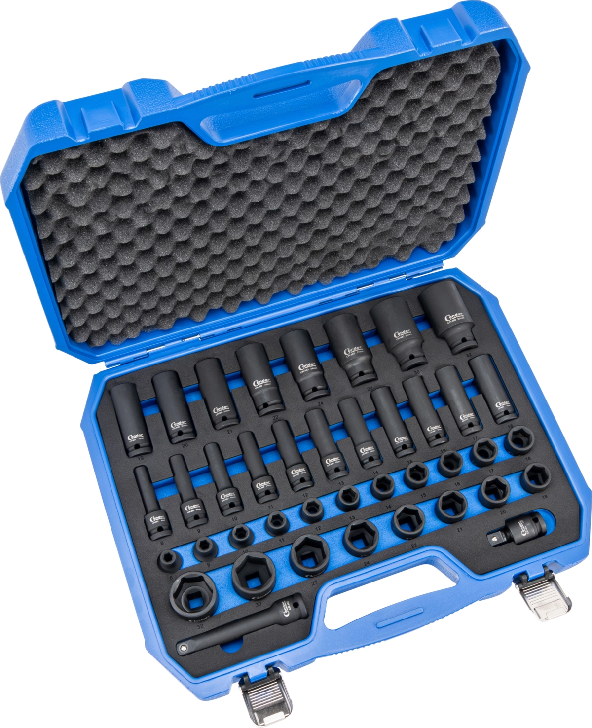 Kraftsteckschlüssel-Satz, 40-tlg., 1/2", CrMo, 6-kant 8-32 mm