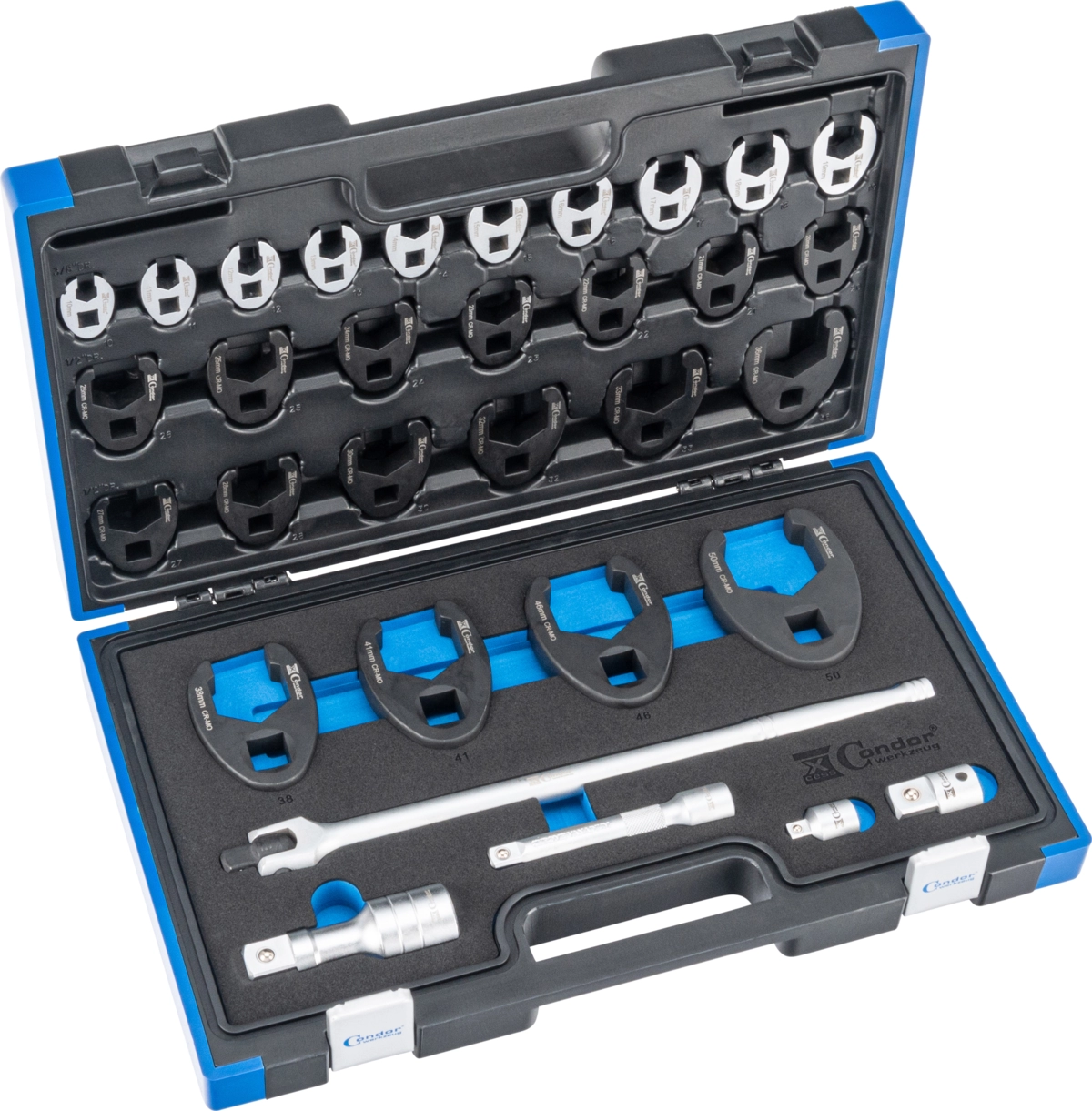 Hahnenfuss-Schlüssel-Satz, 32-tlg., 3/8+1/2+3/4", 10-50 mm