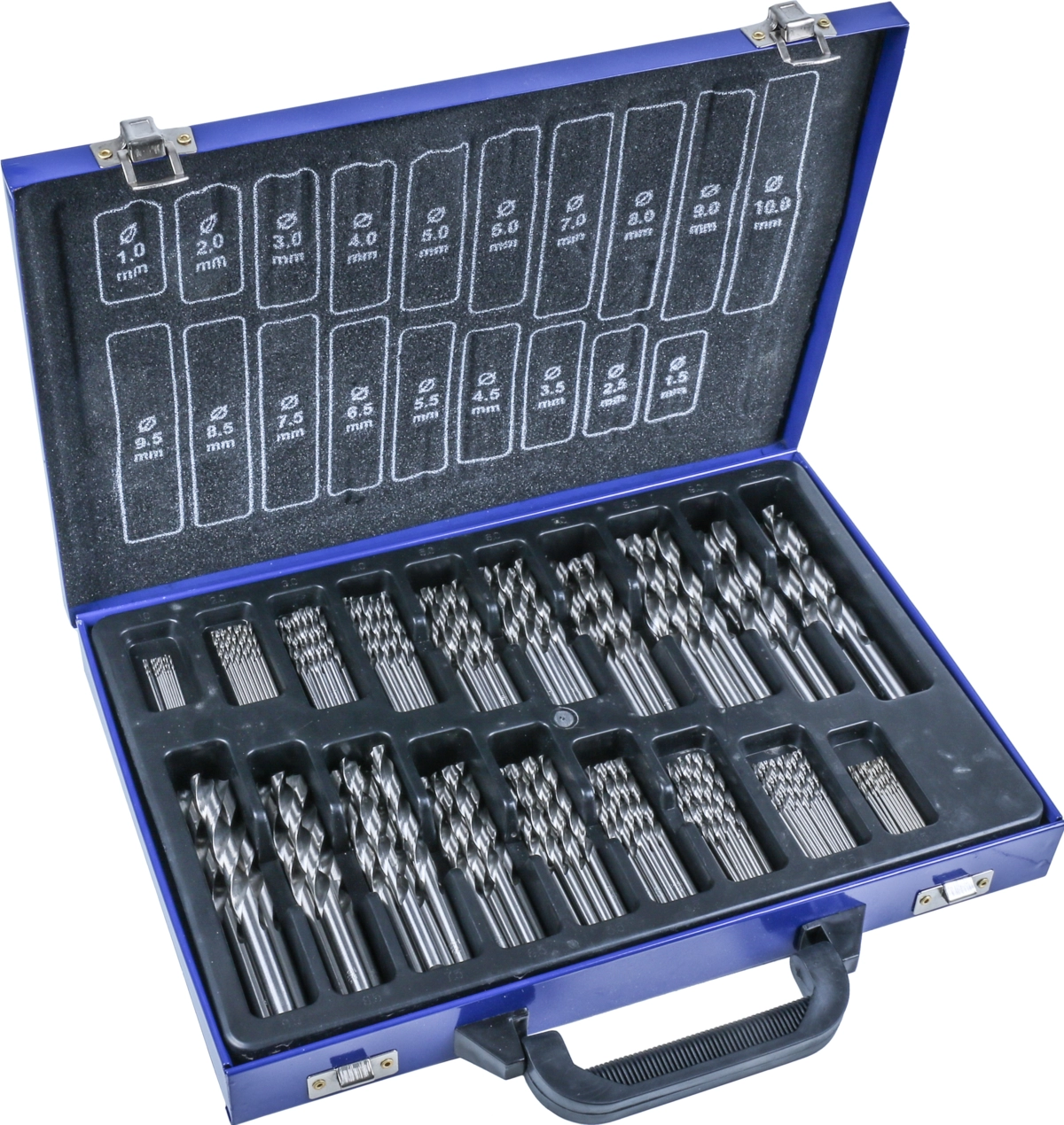 HSS-Spiralbohrer-Satz, 170-tlg., Kanten geschliffen, 1-10 mm