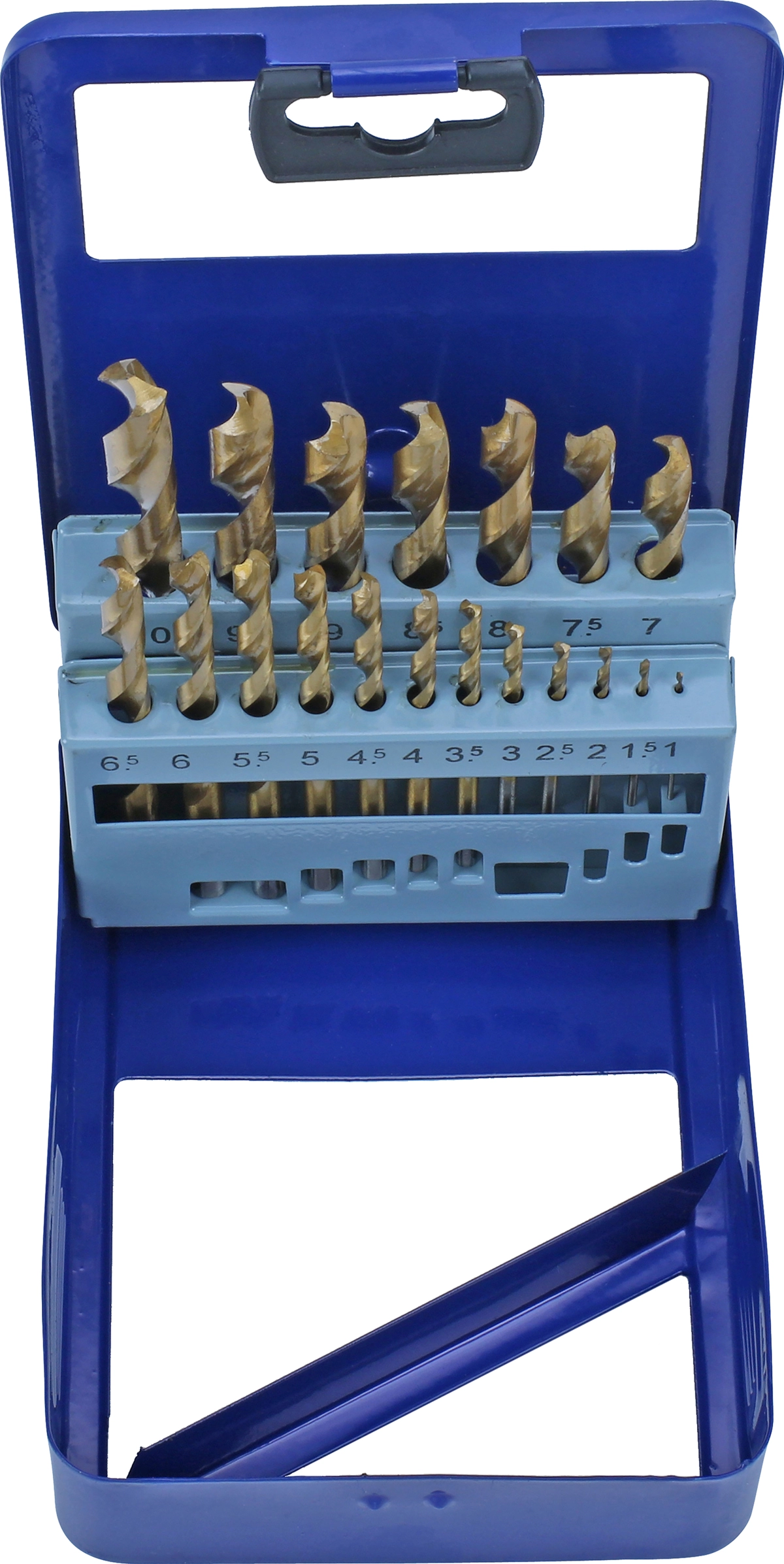 Titanium Coated HSS Twist Drill Set, 19 pcs., 1-10 mm