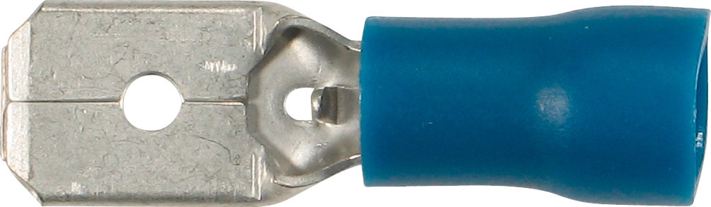 Fiche plate, 100 pièces, bleu, 1,0-2,5 mm², 6,3 mm