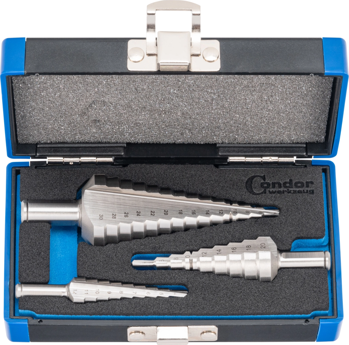 Stufenbohrer-Satz, 3-tlg., HSS-E Cobalt 5%, 4-12 / 4-20 / 4-30 mm