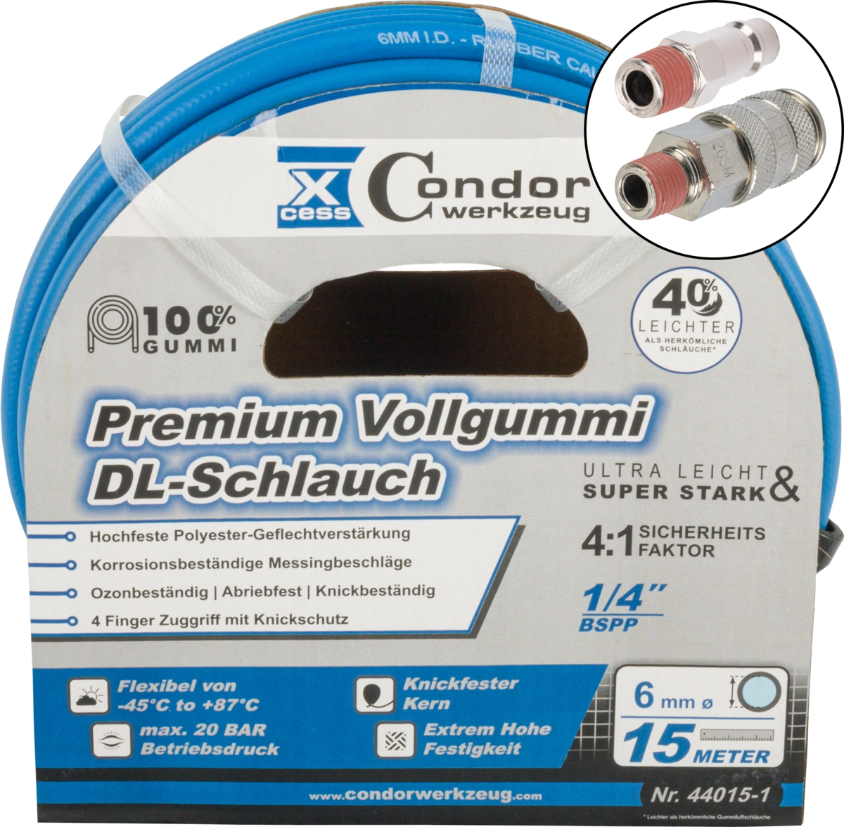 Druckluft-Schlauch, High-End-Voll-Gummi, ø 6 mm x 15 m