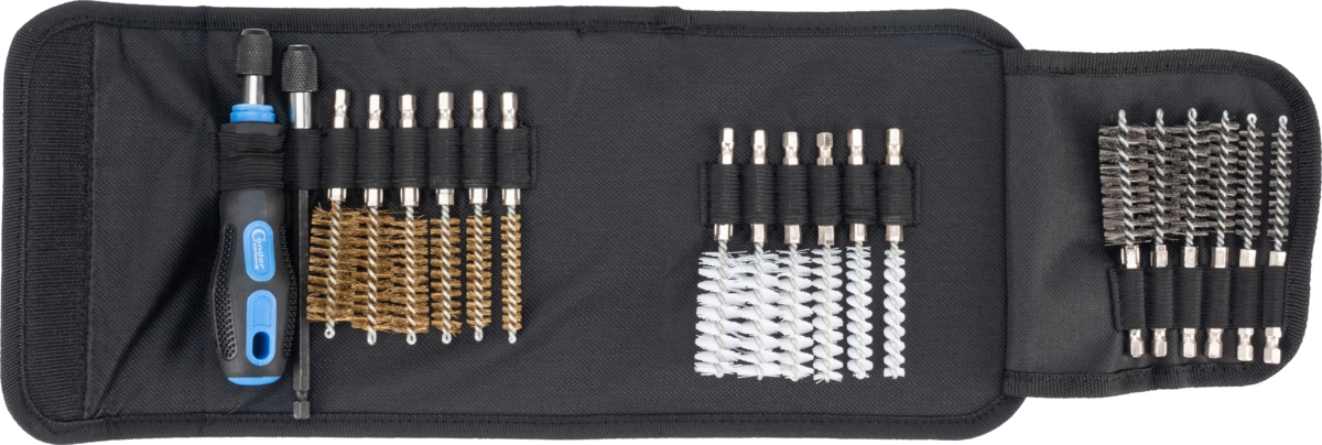 Cylindriska Borstar Set, 20 delar., stål/nylon/mässing, ø 8-19 mm