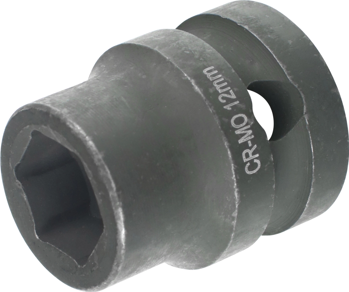 Impact Socket, 1/2", extra short, hexagon 12 mm