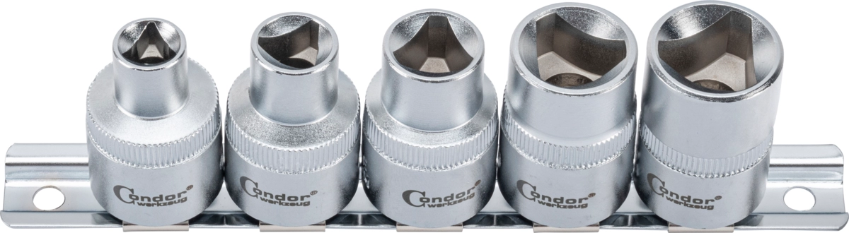 Hylsa Set, 5 delar., 1/2", 3-kant M5-12