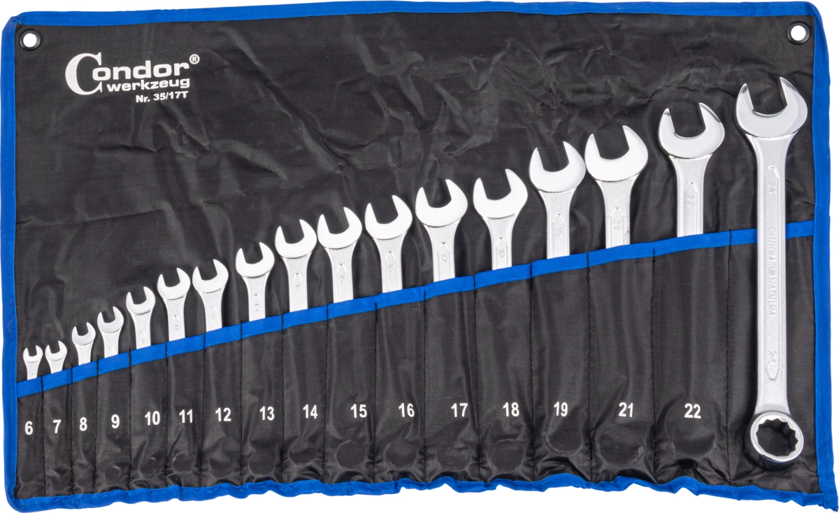 Jeu de clés polygonales à fourche, 17 pièces, 6-24 mm