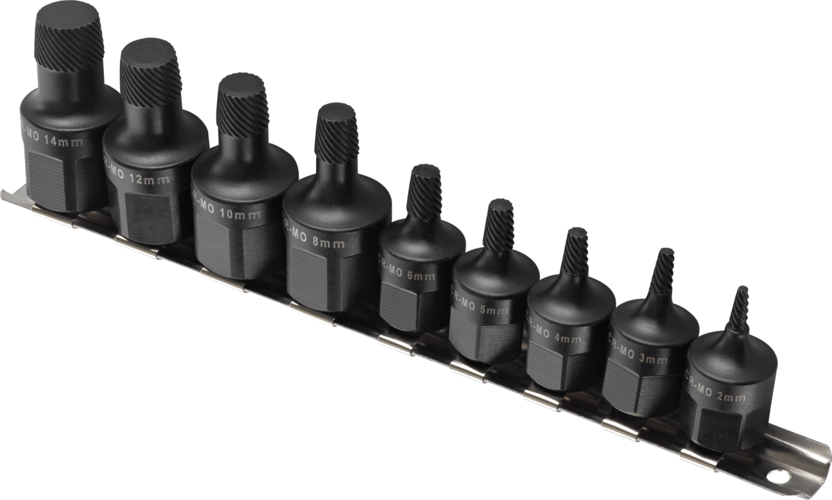 Specialhylsor, vriden profil 3/8+1/2", ø 2-14 mm 9 del
