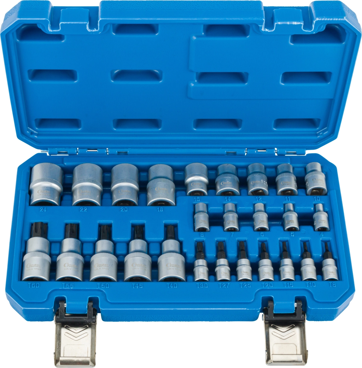 Hylsset, 1/4+3/8+1/2″ 4-kantsfäste T-Plus-Profil / E-Plus-Profil