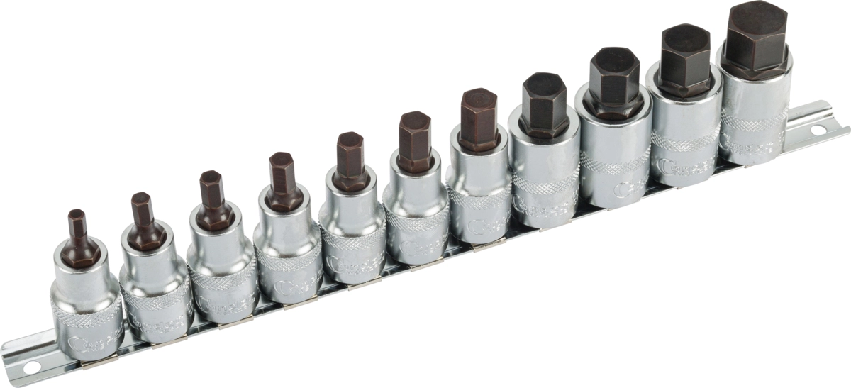 Bit-Stecknüsse, 11-tlg., 1/2", Innensechskant 3/16-3/4"