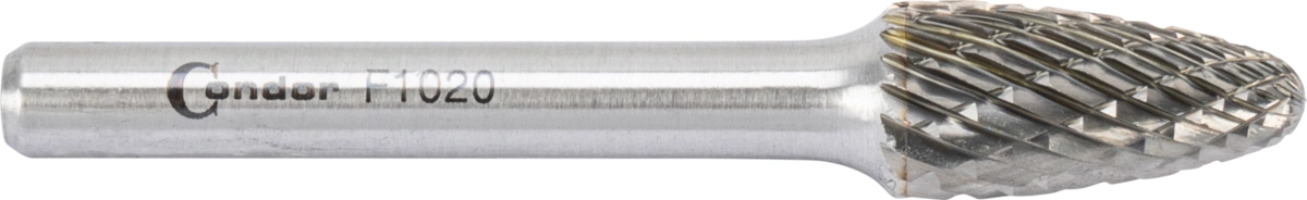Tungsten Carbide Burr, tree shape with radius end (F), cross toothing, ø 10 mm