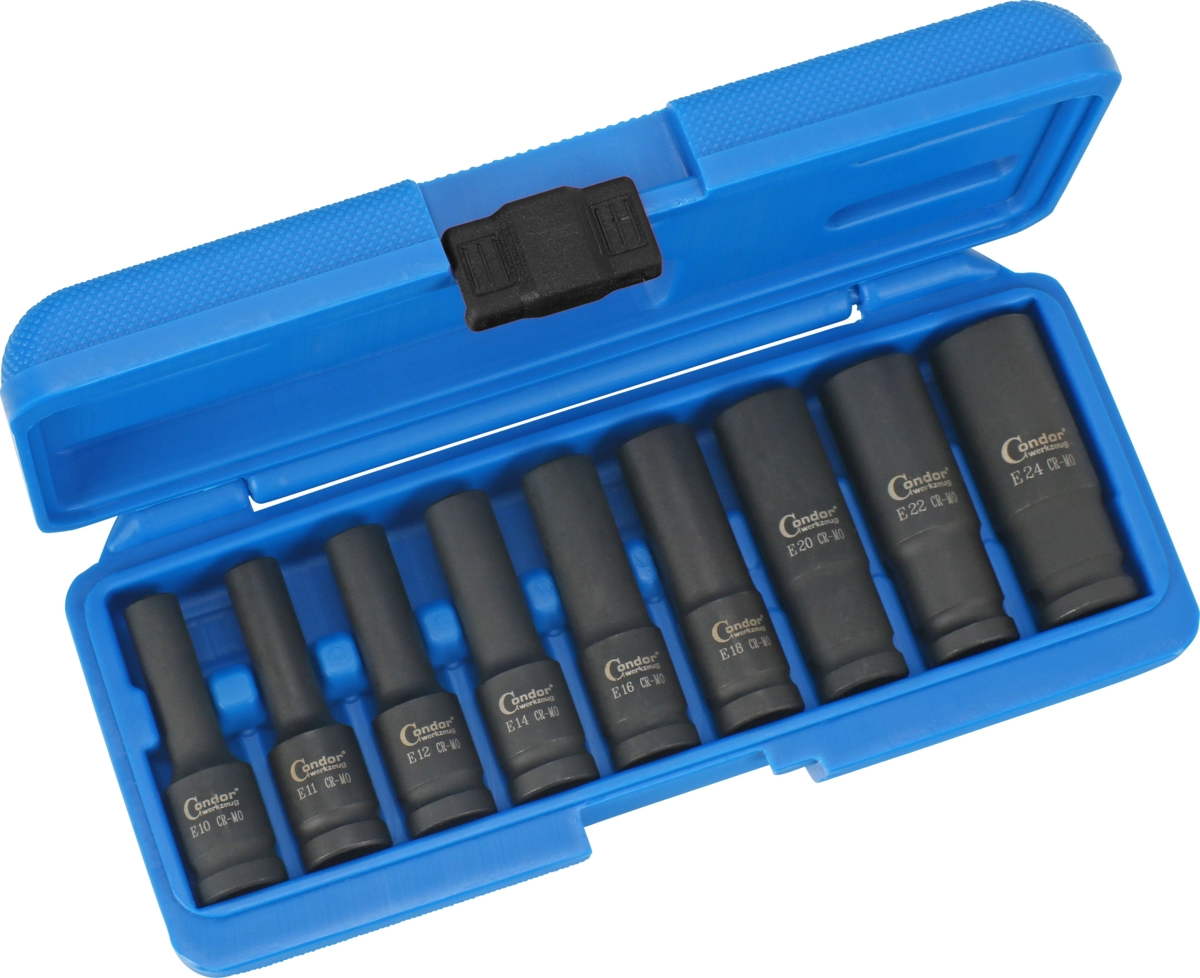 Deep Impact Socket Set, 9 pcs., 1/2", tx-star E10-24