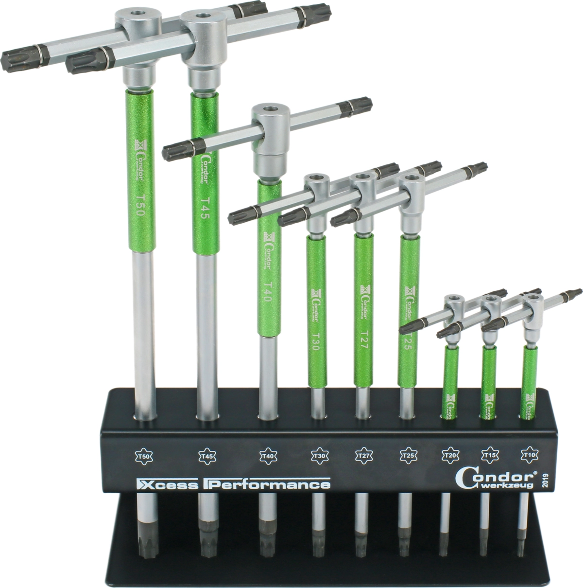 3-Wege T-Griff Schraubendreher-Satz, xcess perf., 9-tlg., T-Profil T10-50
