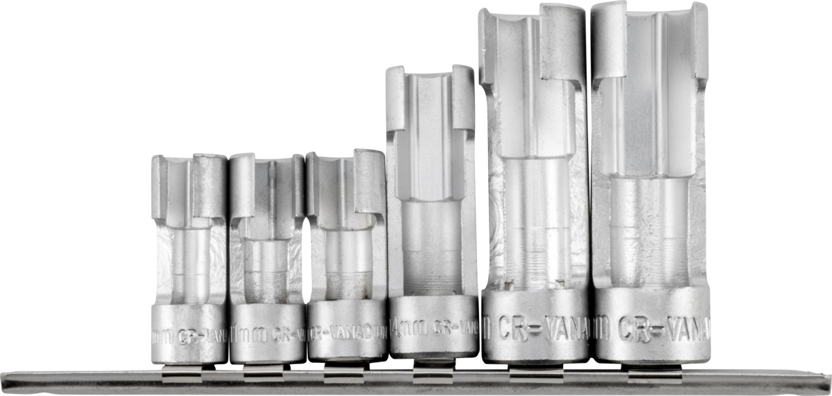 Jeu de clés à douilles spéciales, 6 pièces, 3/8+1/2 ", fendues, 10-19 mm
