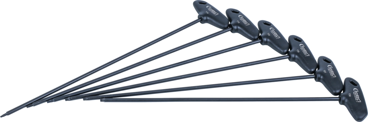 T-handtag Torxnyckel Set, 6 delar., extra lång, torx T10-30