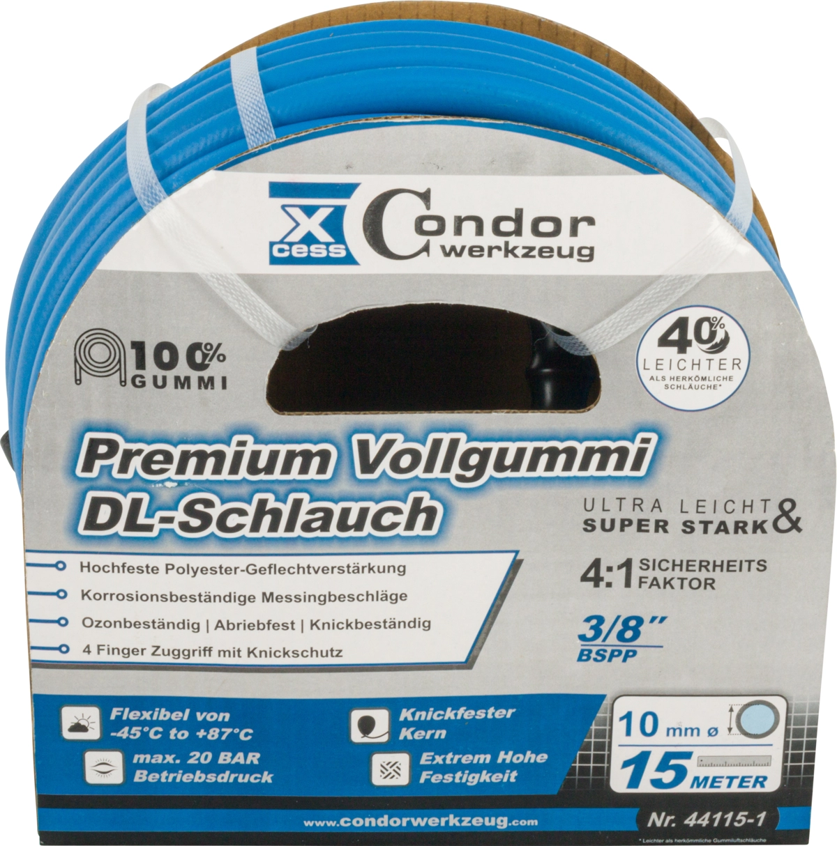 Druckluft-Schlauch, High-End-Voll-Gummi, ø 10 mm x 15 m, ohne Kupplung