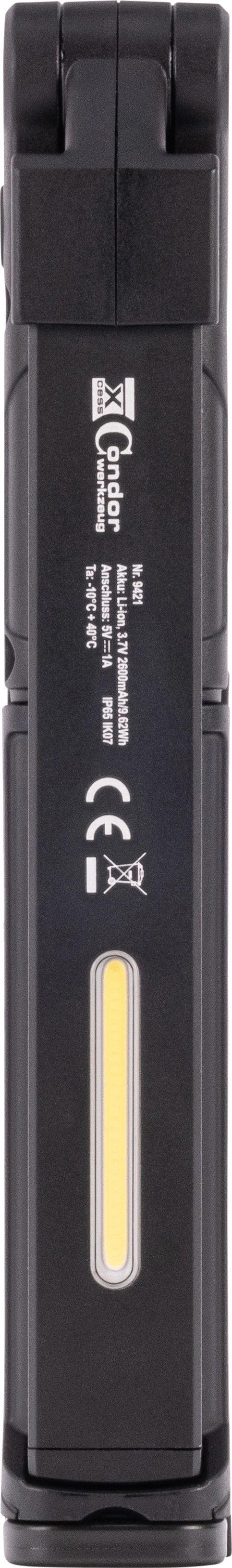 Akku-Handlampe, kabelloses Aufladen, COB-LED ”Slim Light 3-in-1“