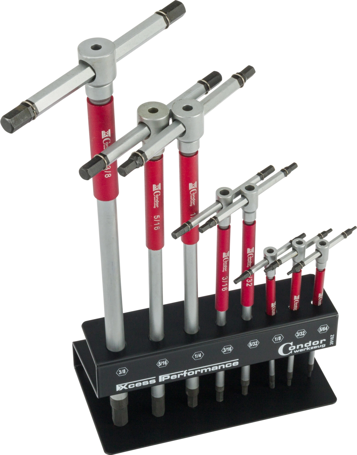3-Wege T-Griff Schraubendreher-Satz, 8-tlg., Innensechskant 5/64-3/8"