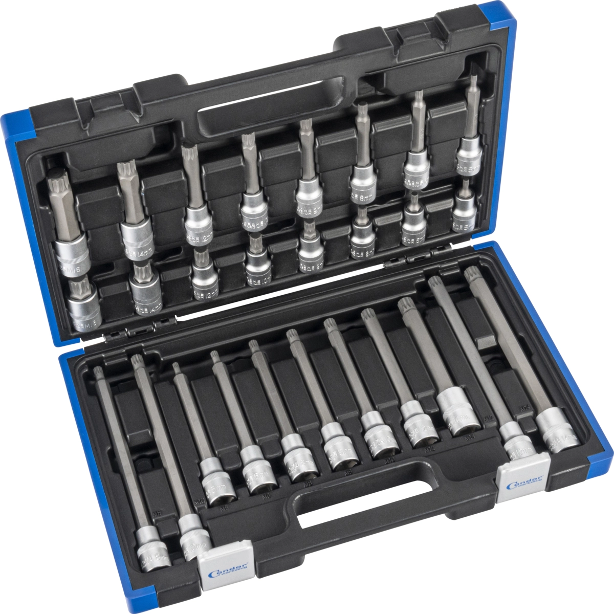 Socket Bit Set, 27 pcs., 1/2", spline M5-16