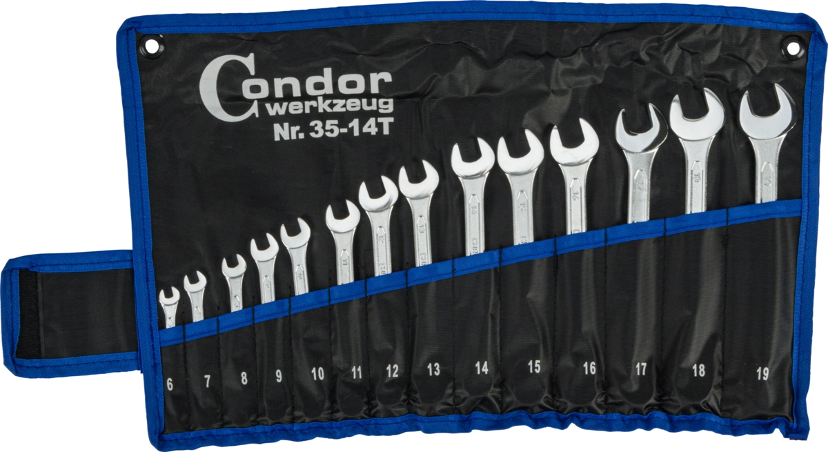 Combination Spanner Set, 14 pcs., 6-19 mm