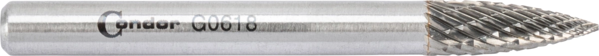 HM-Frässtift, Spitzbogen (G), kreuzverzahnt, ø 6 mm