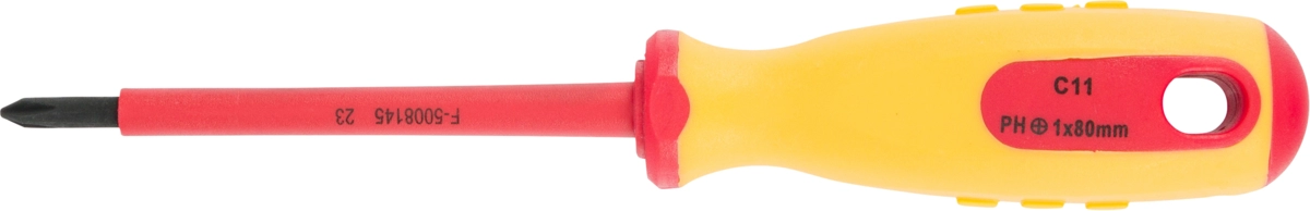 Screwdriver, VDE, cross slot PH1x80 mm