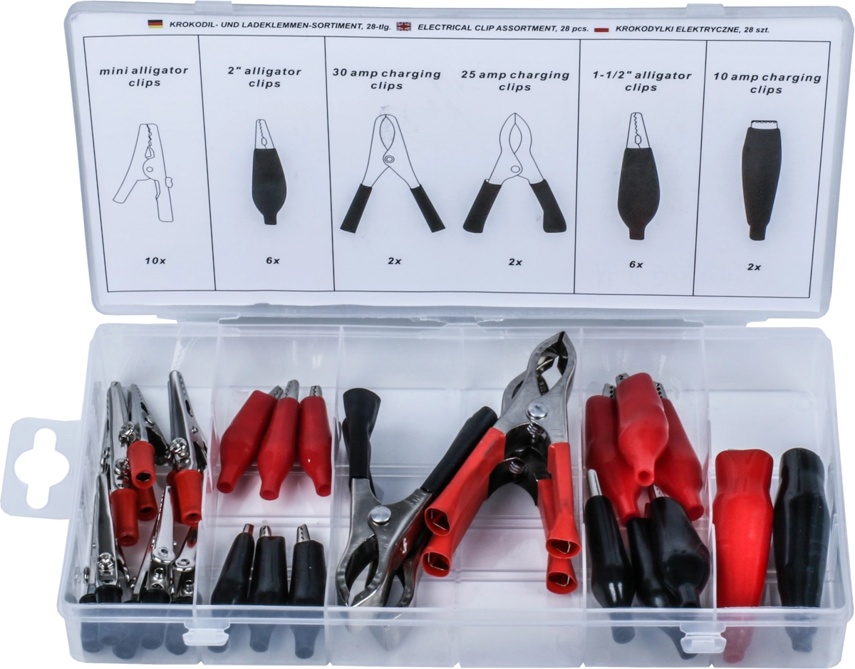 Assortimento clip e pinzette elettriche, 28 pezzi