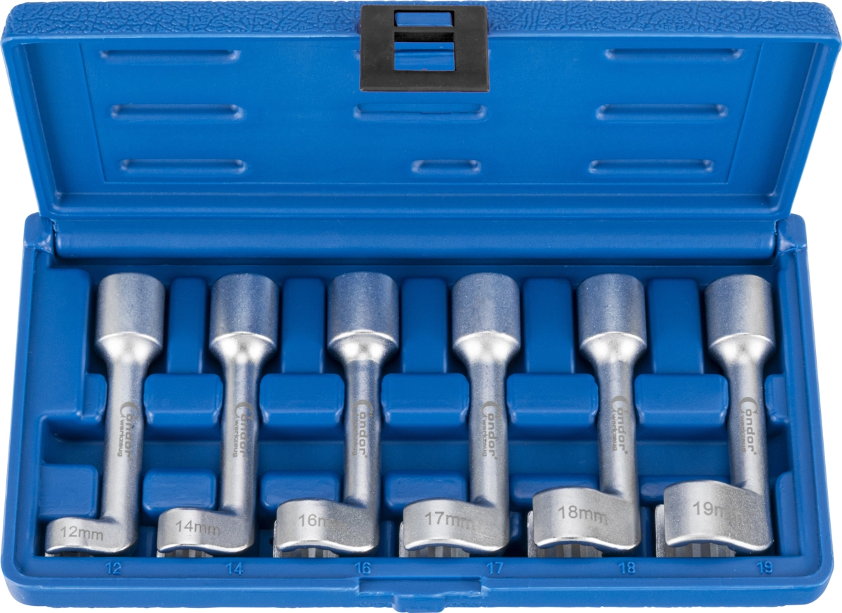 Leitungsschlüssel-Satz, 6-tlg., 1/2", 12-kant offen 12-19 mm