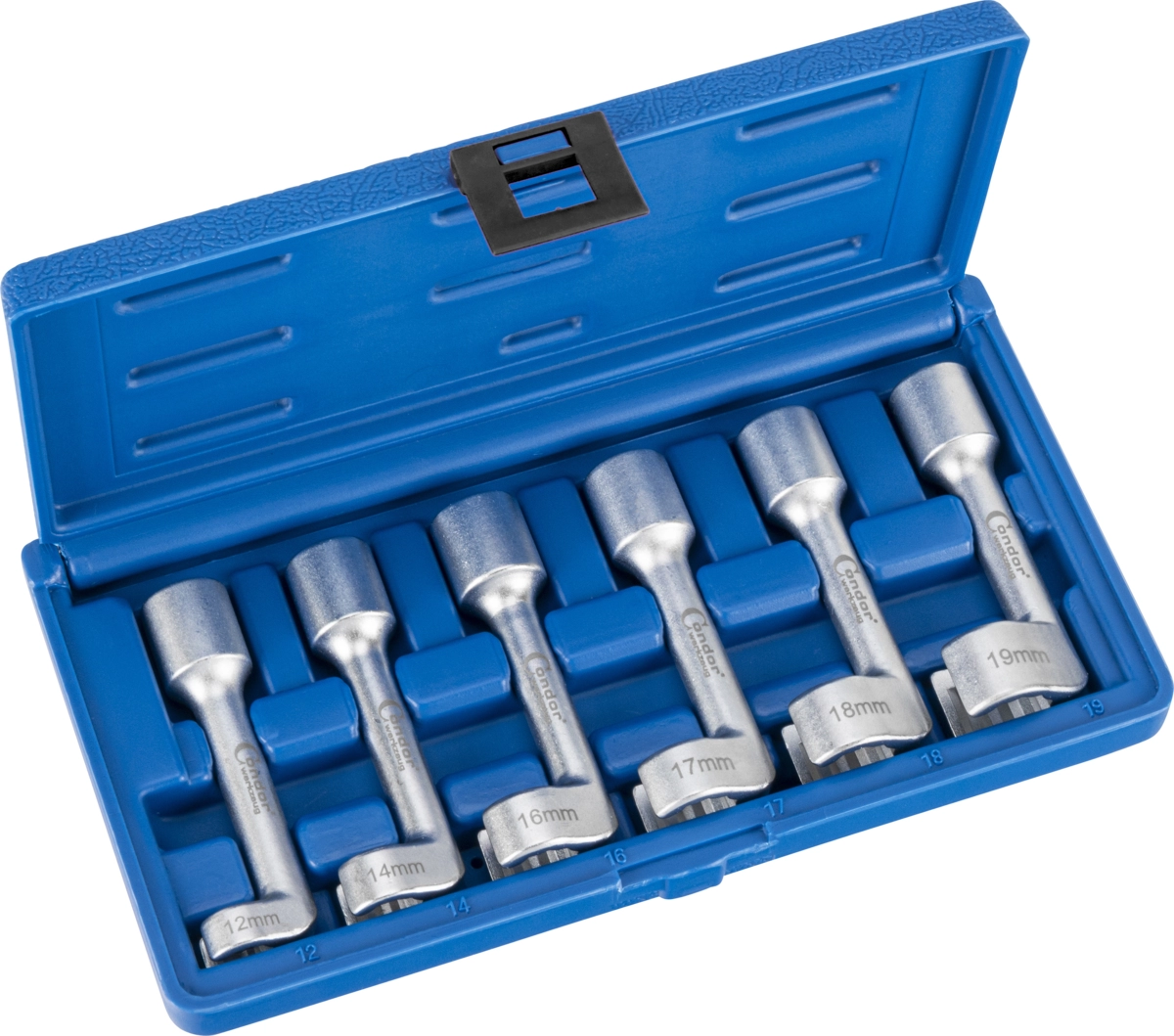 Leitungsschlüssel-Satz, 6-tlg., 1/2", 12-kant offen 12-19 mm