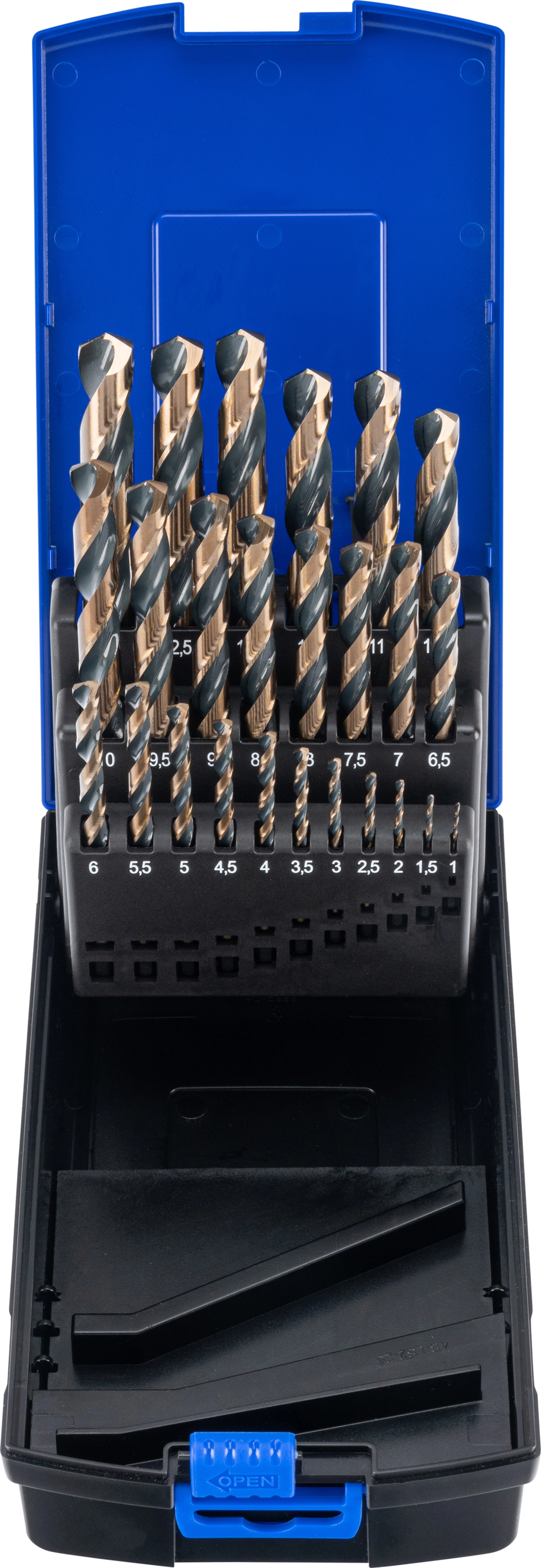 Spiralbohrer-Satz, HSS-G schwarz-oxid, 25-tlg., 1-13 mm