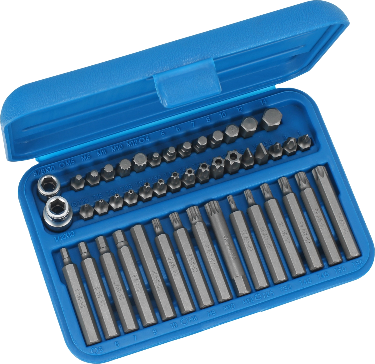Socket Bit Set, 46 pcs., 3/8+1/2"