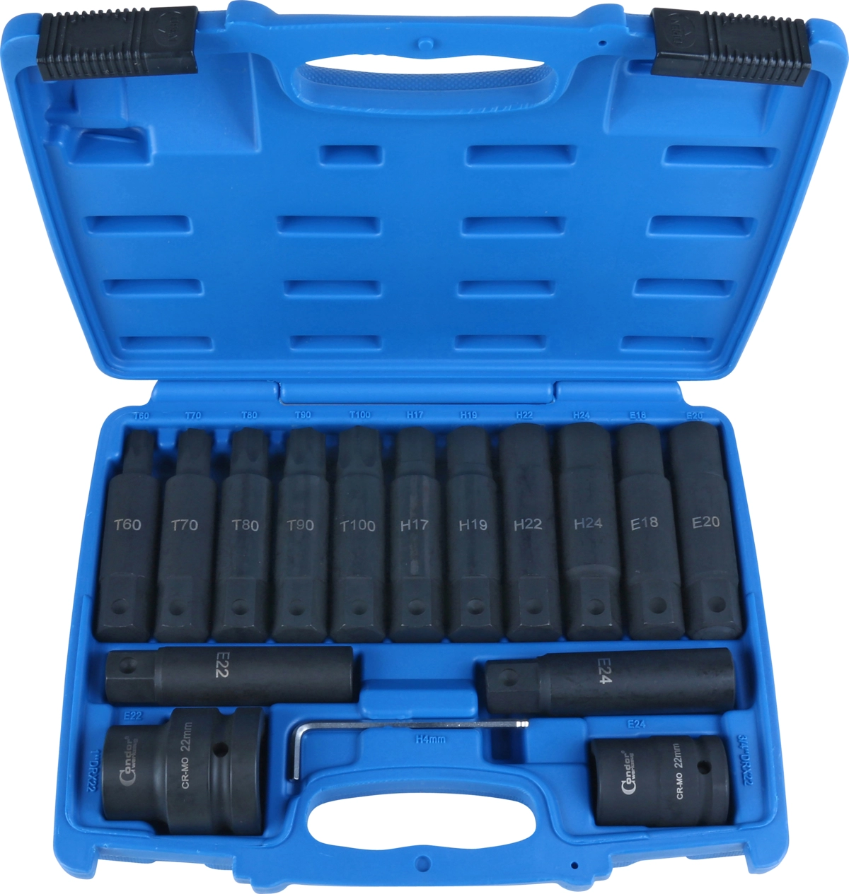 Impact Bit Set for Trucks, 16 pcs., 3/4+1", CrMo